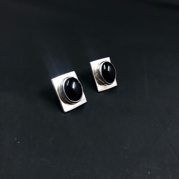 Sterling Silver and Onyx Earrings - Picture 6 of 9